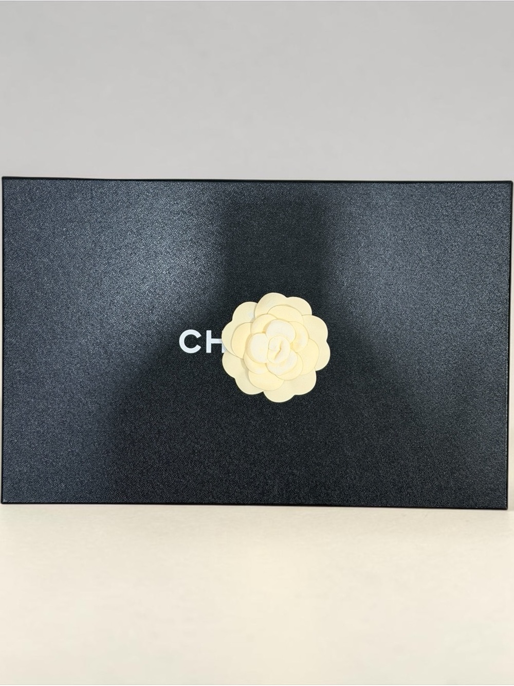 Ms.Erin CHANEL Black Box with Cream Camellia Accent, Large Dust bag and Charms